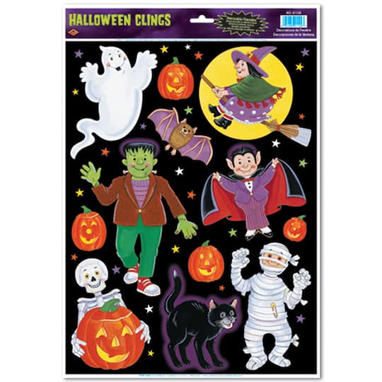 Beistle Halloween Character Clings Sheets, 3ct.
